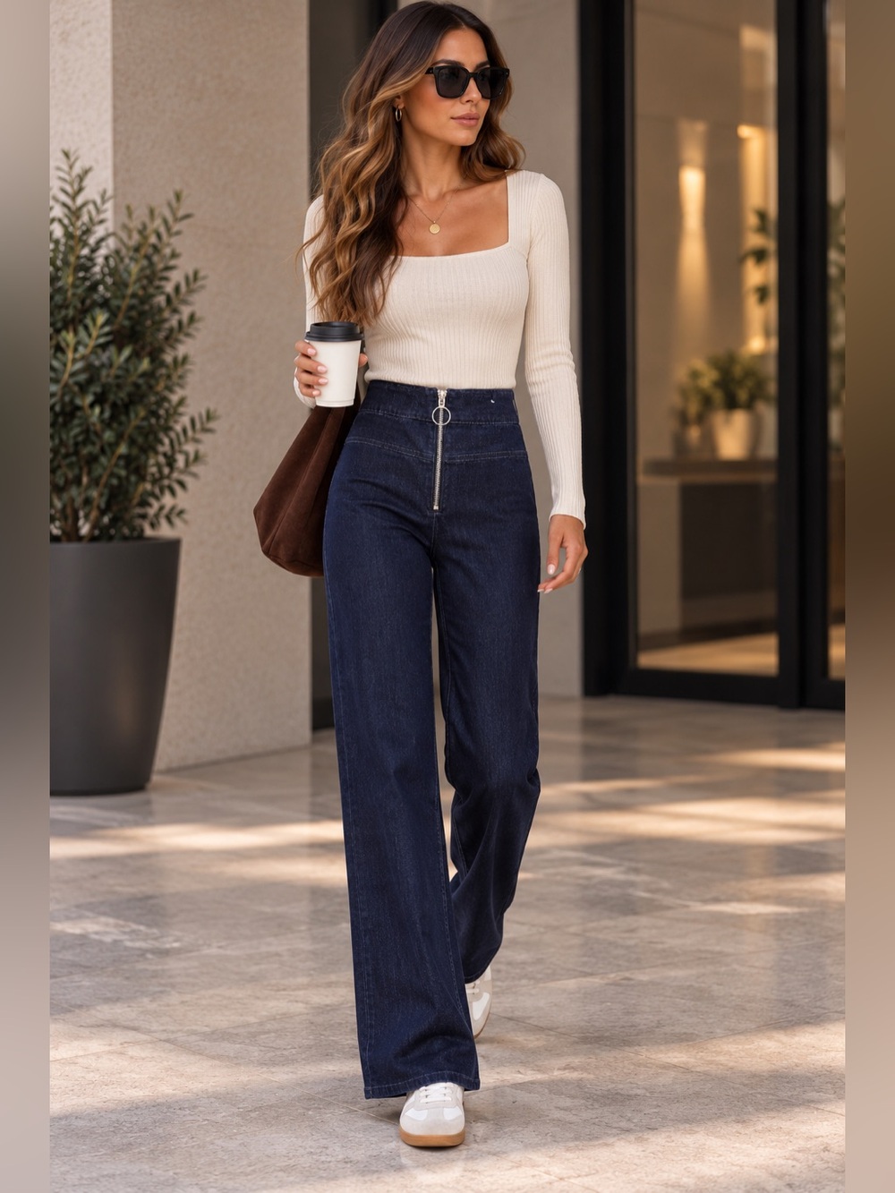 Express Size 10R Super High Rise Wide Leg Dark Wash Stretch Jeans NWOT